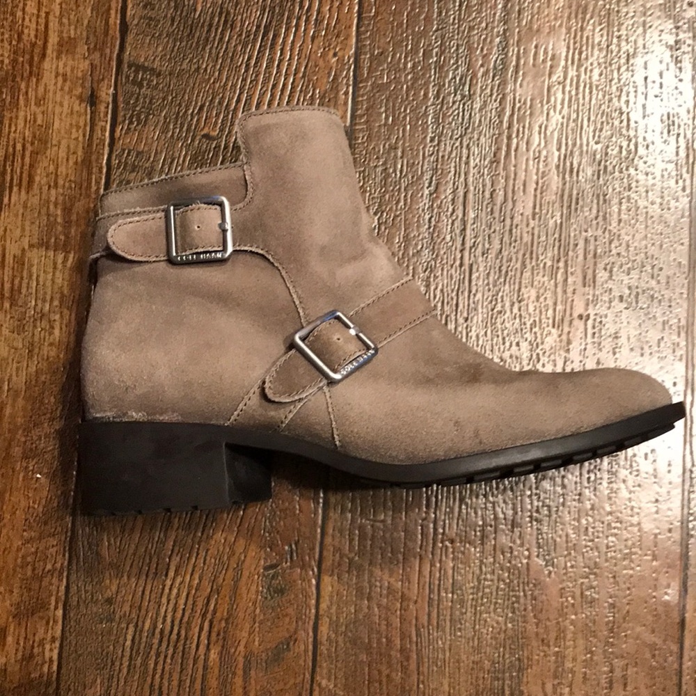 Greige ankle booties